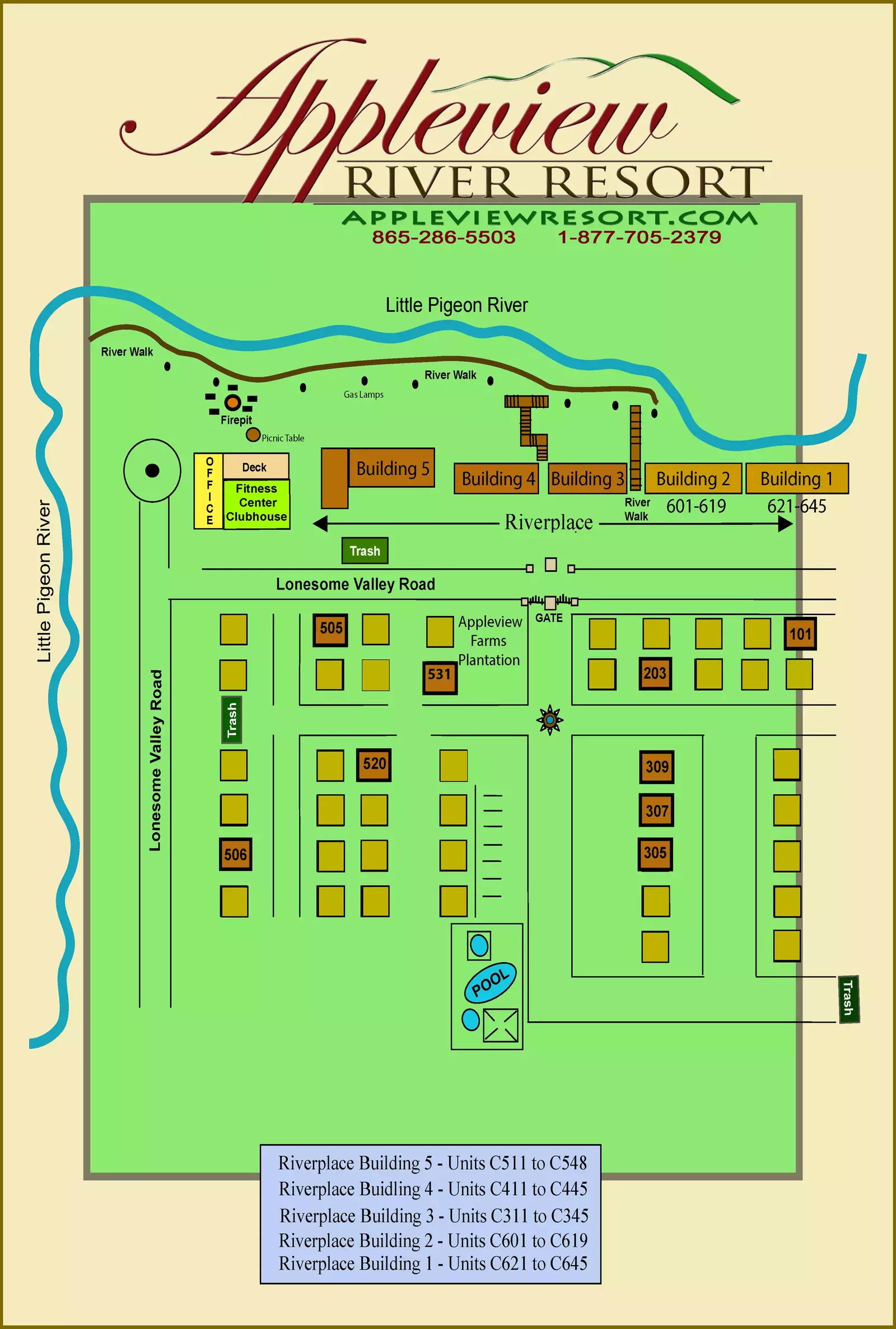 map of Appleview River Resort