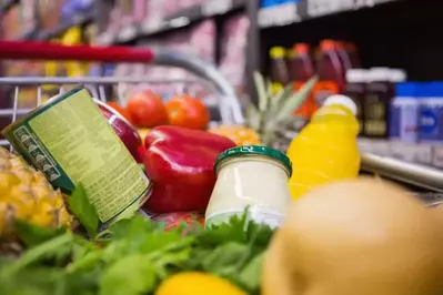 groceries in a shopping cart