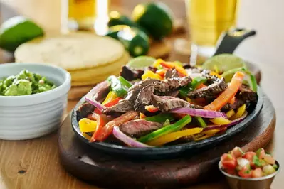 fajitas in a skillet