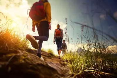 friends hiking in the smoky mountains