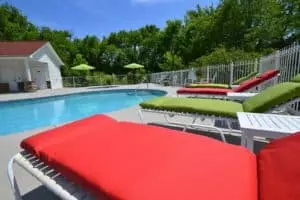 The beautiful swimming pool at Appleview River Resort near Pigeon Forge TN.