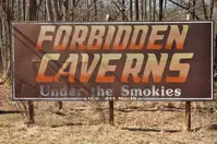 Forbidden Caverns sign